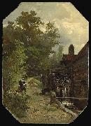 Gerard Bilders Jacob van Ruisdael, sketching a watermill oil painting artist